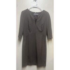lafayette 148 Women Shift Dress 3/4 Sleeve Wool Blend Size 4 Career Gray Stretch